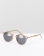 Asos Vintage Round Sunglasses In Matt Olive With Gold Detailing - Green