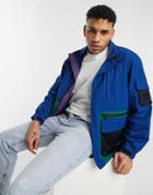 Levi's Headlands Tactical Colorblock Rain Jacket In Navy Peony Blue