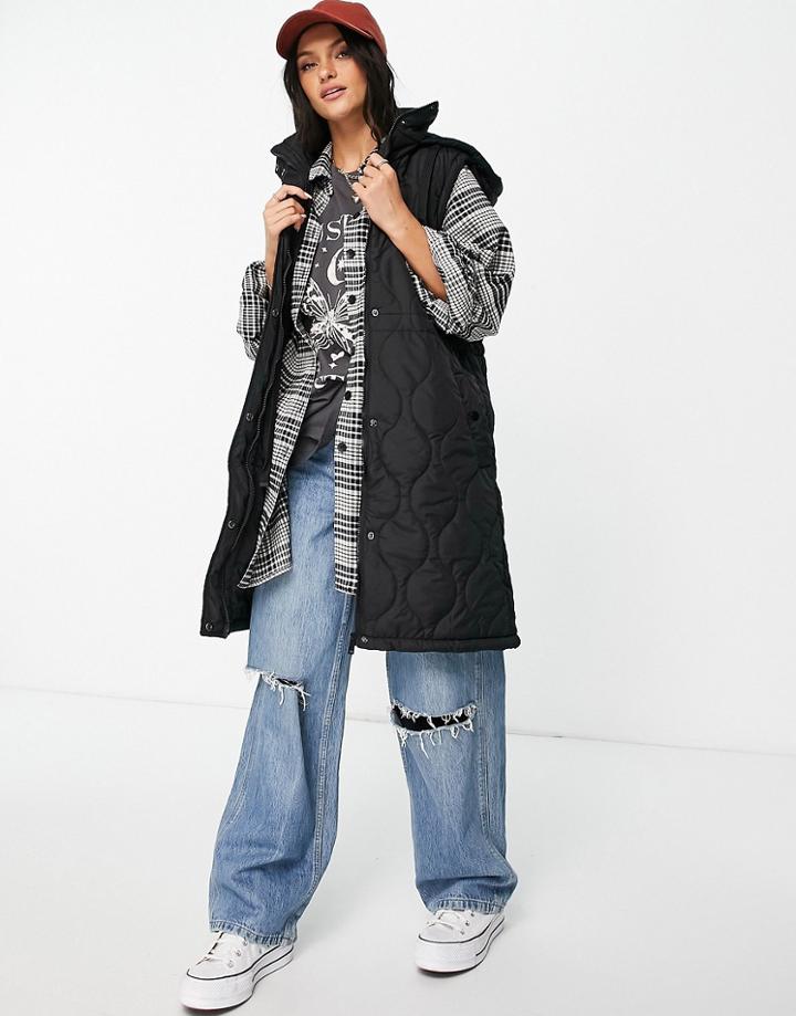 New Look Quilted Vest In Black