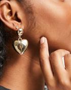 Topshop Oversized Heart Drop Earrings In Gold