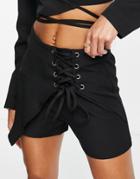 Unique21 High Rise Lace Up Shorts In Black - Part Of A Set