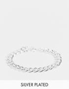 Asos Design Midweight 9mm Chain Bracelet In Real Silver Plate