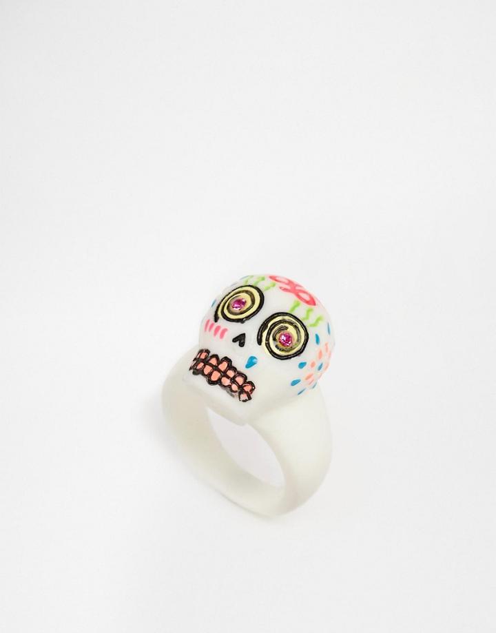 N2 By Les Nereides Colourful Skull Halloween Ring - Multi