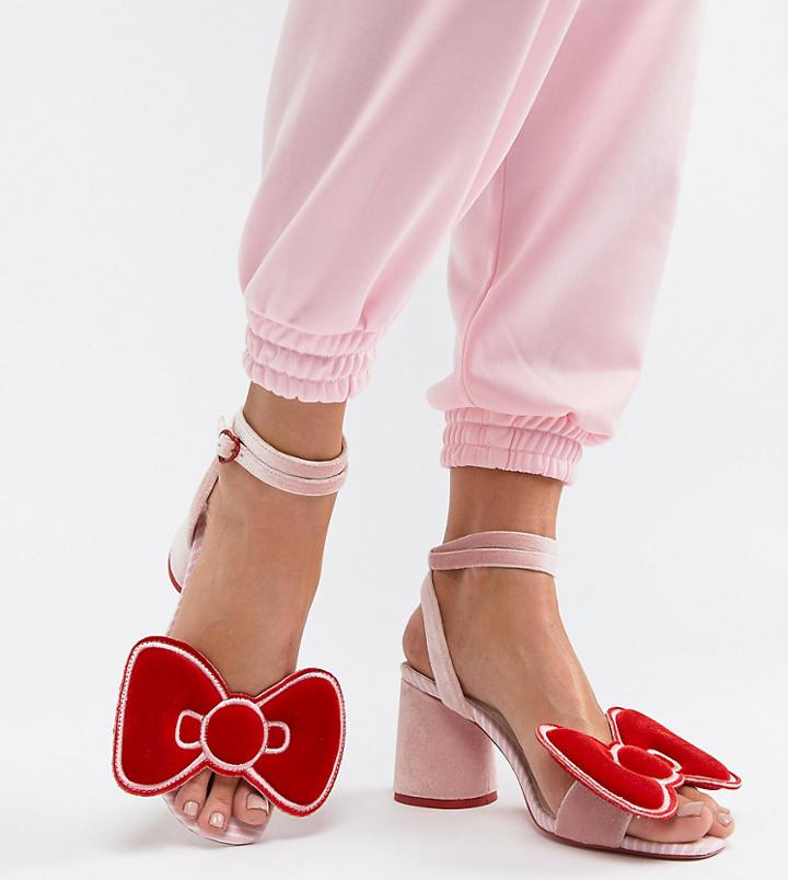 Hello Kitty X Asos Design Velvet Bow Heeled Sandal - Multi