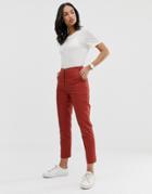 Asos Design Linen Clean Cigarette Pants - Red