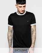 Farah T-shirt With Contrast Trim Slim Fit Exclusive - Black