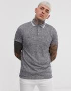 Asos Design Polo Shirt In Interest Rib With Contrast Tipping - Gray