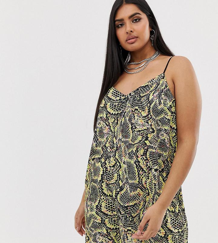 Collusion Plus Snake Print Cami Mini Dress - Multi
