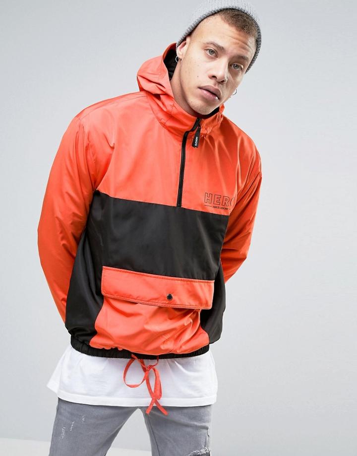Heros Heroine Overhead Jacket With Hood - Orange