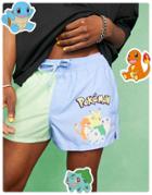 Asos Design Swim Short With Color Block And Pokemon Print-multi