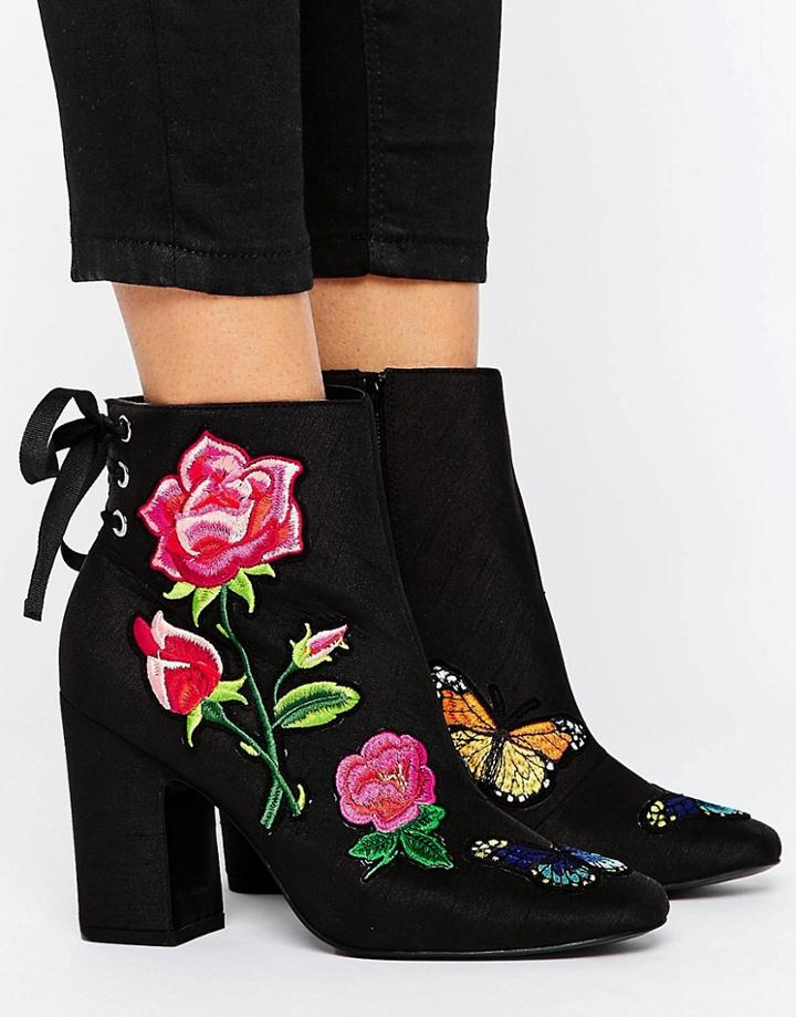 Asos Eternal Love Patchwork Ankle Boots - Black