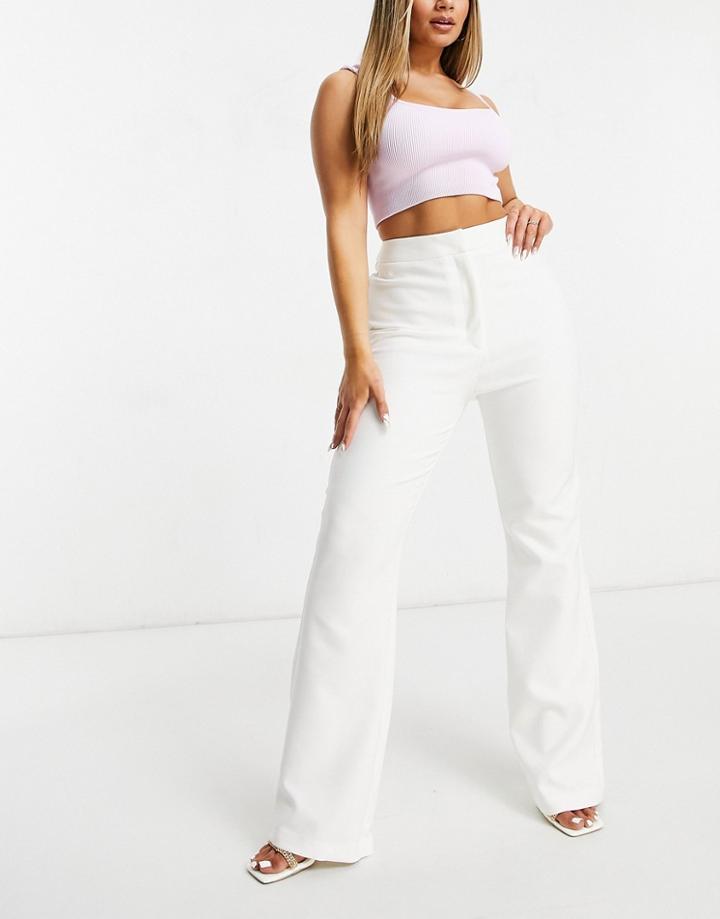Asos Design Hourglass Tux Suit Kick Flare Pants-white