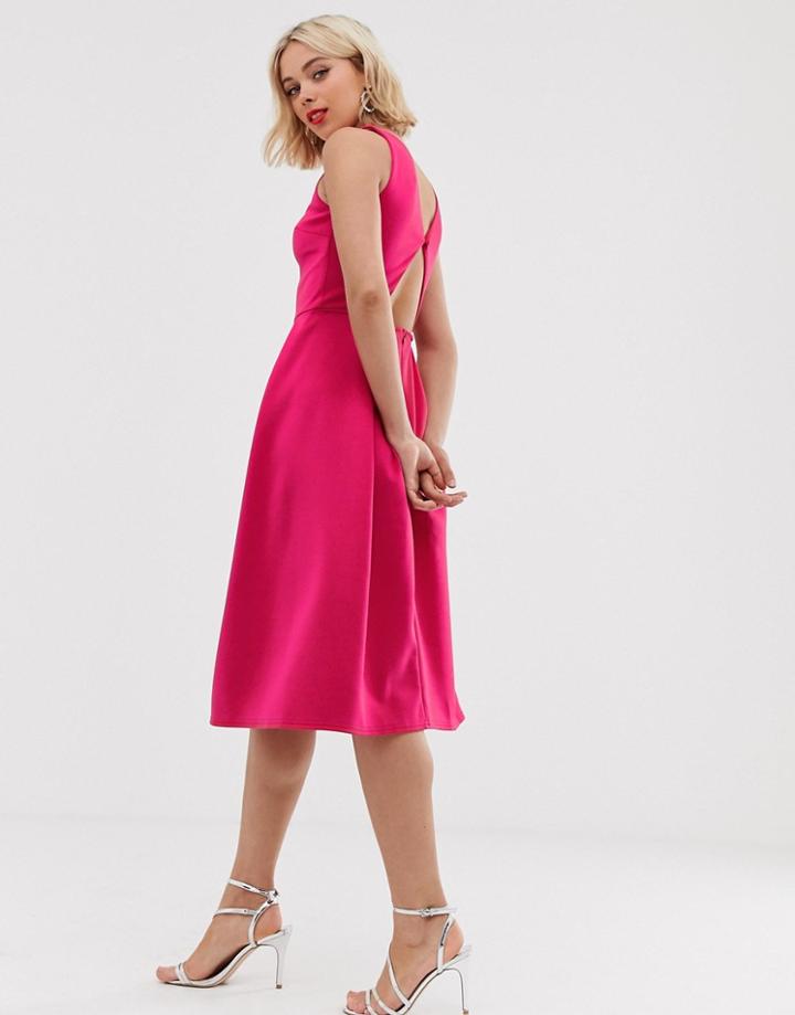 True Violet Cut Out Back Skater Dress-pink