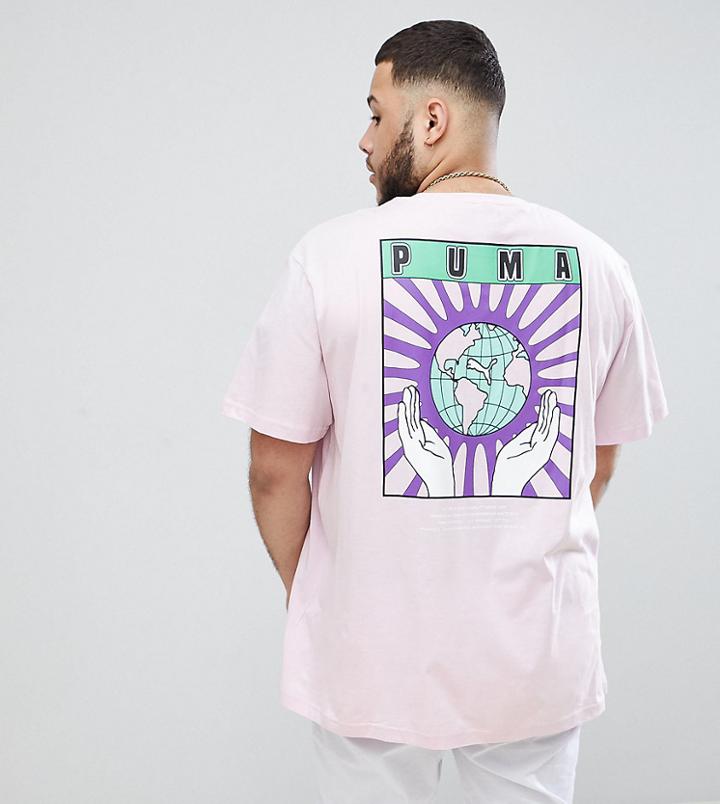 Puma Plus Organic Cotton T-shirt With Back Print In Purple Exclusive To Asos - Purple