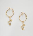 Asos Gold Plated Sterling Silver Rose Charm Hoop Earrings - Gold