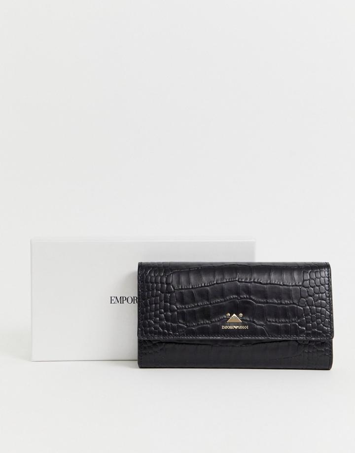 Emporio Armani Ladies' Wallet With Snap Closure-black