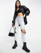 Na-kd Oversized Faux Leather Shirt In Black