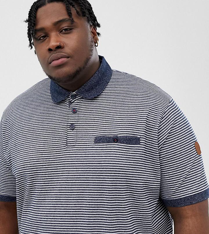 Duke King Size Striped Polo In Blue - Blue