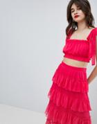 Vero Moda Chiffon Crop Top - Two-piece - Pink