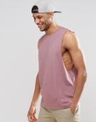 Asos Sleeveless T-shirt With Dropped Armhole In Pink - Purple