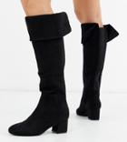 Simply Be Wide Fit Felicity Stretch Back Knee High Boot In Black