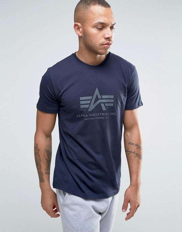 Alpha Industries Logo T-shirt Regular Fit In Navy - Navy