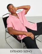 Asos Design Relaxed Viscose Shirt In Bright Pink