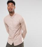 Asos Tall Stretch Slim Oxford Shirt In Pink - Pink