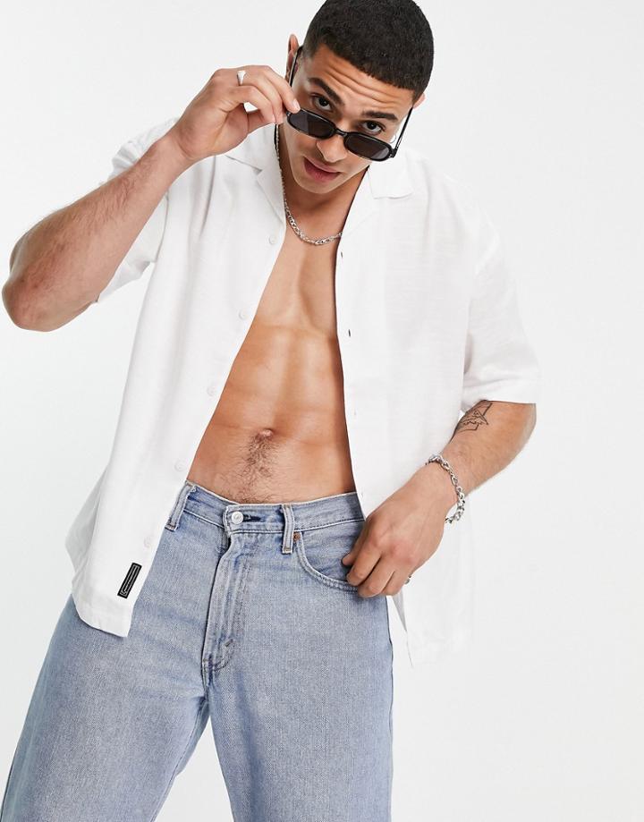 Pull & Bear Shirt With Revere Collar In White