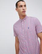 Next Slim Fit Shirt In Pink Check - Pink