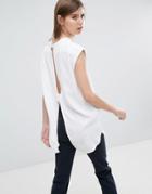 Weekday Openback Collarless Shirt - White