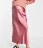 Topshop Maternity Satin Bias Midi Skirt In Rose-pink