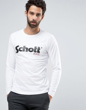 Schott Large Logo Long Sleeve Top Exclusive - White