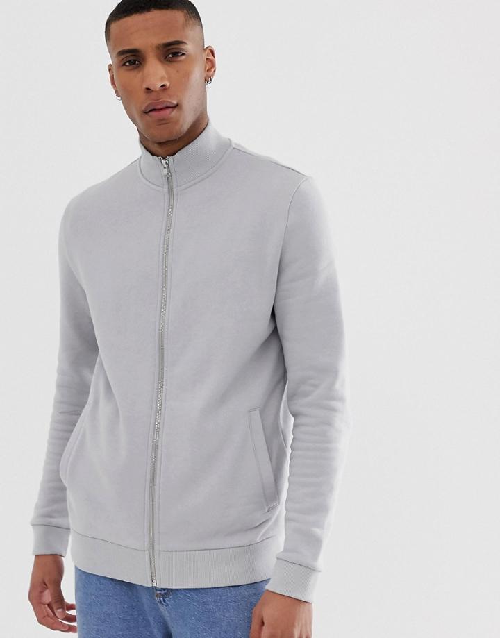 Asos Design Jersey Track Jacket In Gray