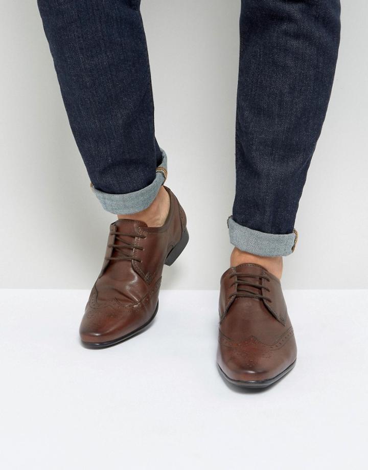 Silver Street Smart Brogues In Brown Leather