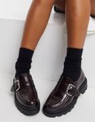 Asos Design Mahi Chunky Loafers In Burgundy-black
