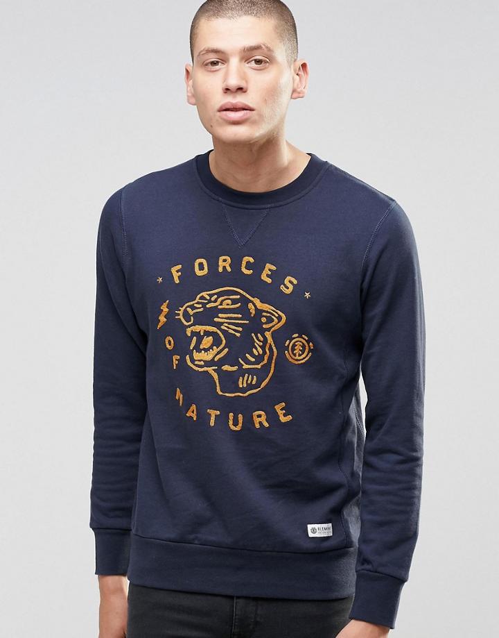Element Sweatshirt With Forces Of Nature Print In Navy - Eclipse Navy