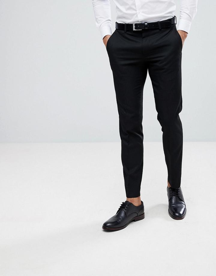 Moss London Skinny Suit Pants In Black - Black