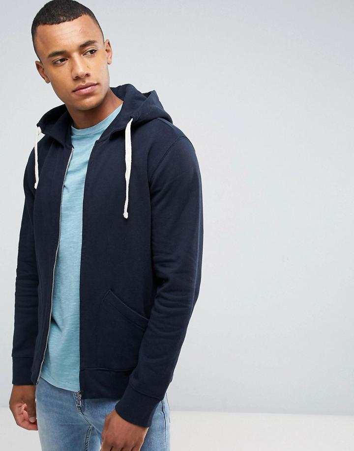 Celio Zip Up Hoodie In Navy - Navy