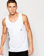Asos Longline Tank In Relaxed Skater Fit With Drop Hem And Raised Print - White