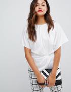 New Look Satin Wrap Top In White - White