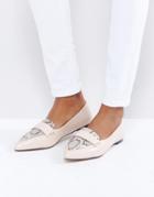 London Rebel Snake Detail Pont Flat Shoe - Beige