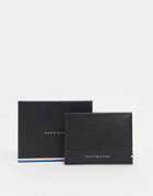 Tommy Hilfiger Leather Billfold Wallet With Coin Pocket In Black