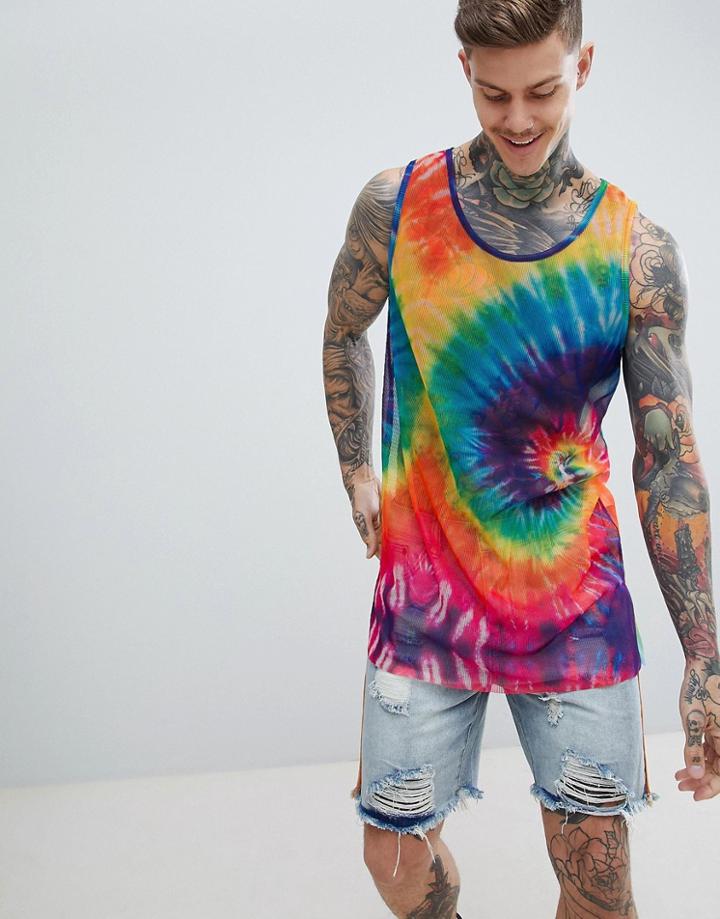 Boohooman Oversized Tank In Tie Dye - Multi