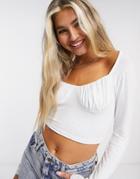 Another Reason Long Sleeve Milkmaid Top-white