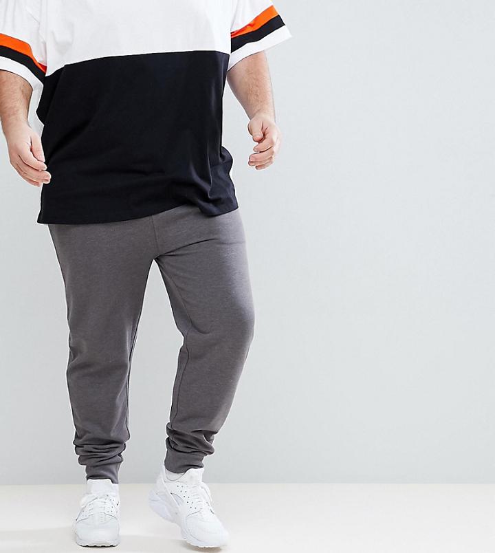 Asos Plus Skinny Joggers In Charcoal Marl - Gray