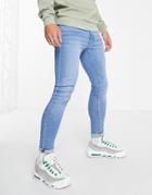 Don't Think Twice Spray On Jeans In Light Blue-blues