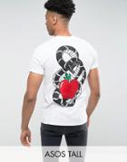 Asos Tall T-shirt In Slub With Snake Print And Flock - White