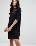 Y.a.s Busy Lace High Neck Shift Dress - Black
