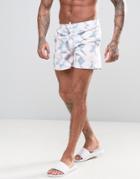 D Struct Swim Shorts With Geo Print - Gray